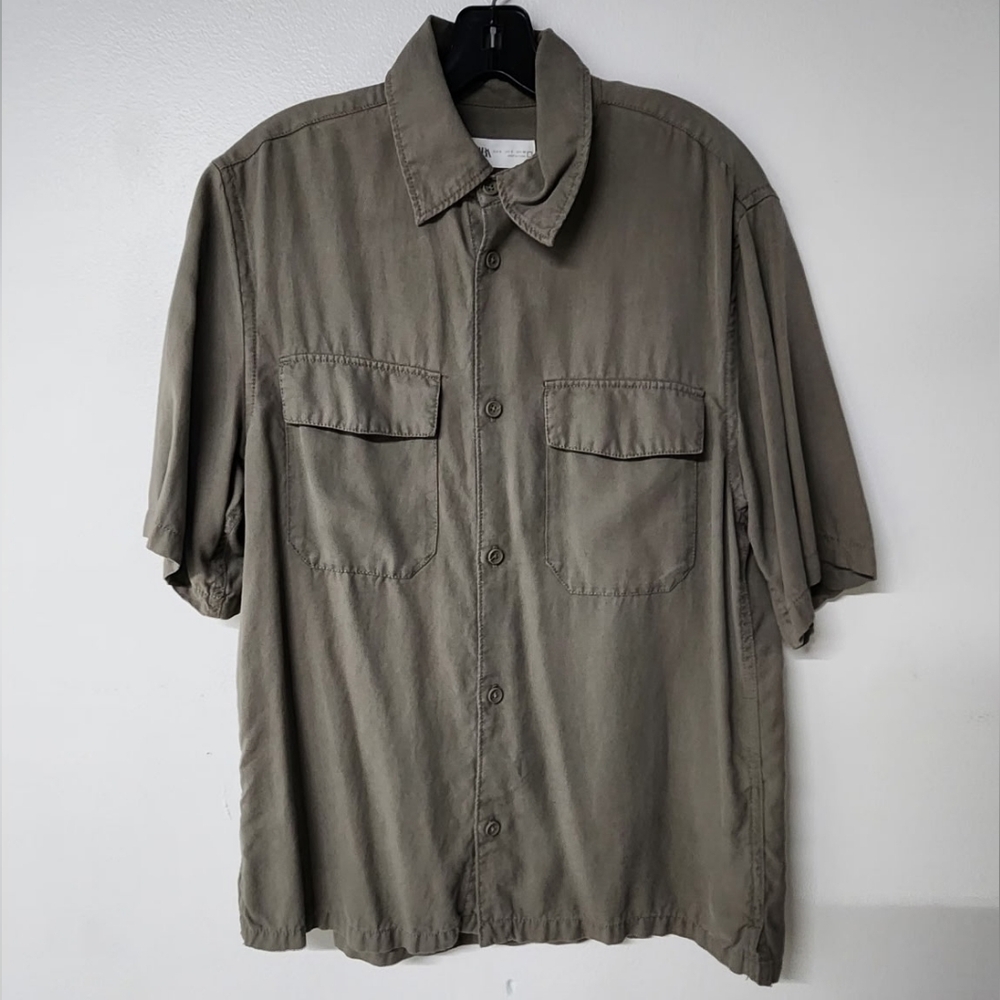 Zara Olive Textured Shirt